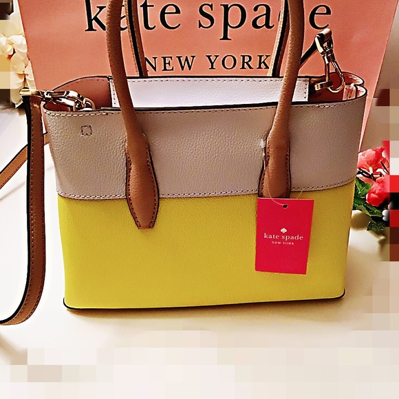 Kate Spade Cameron Street Satchel White/Yellow.NWT - Picture 12 of 14